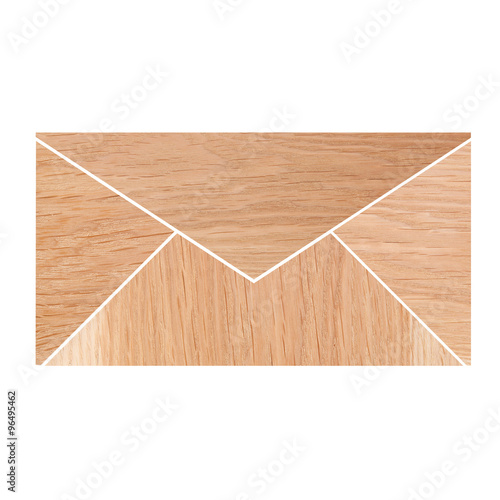 Envelope  made of wood isolated on white background