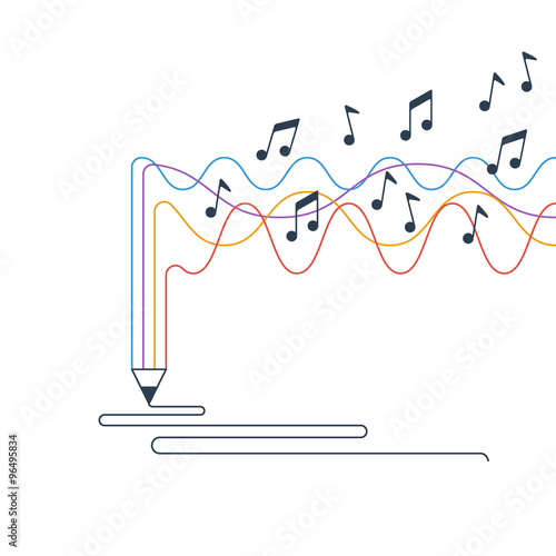 Music recording concept. Creative process of writing a song.