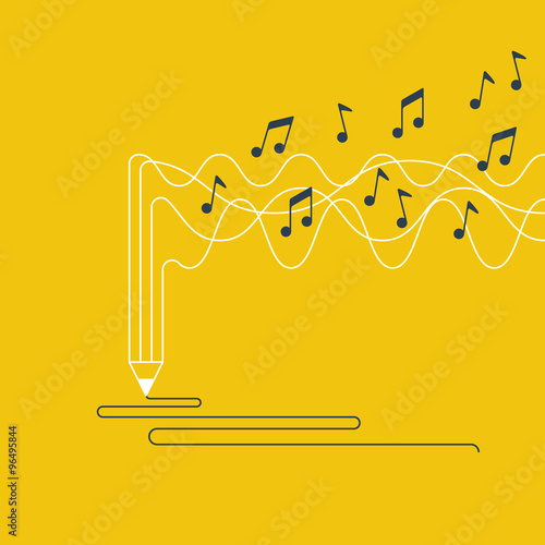 Music recording concept. Creative process of writing a song.