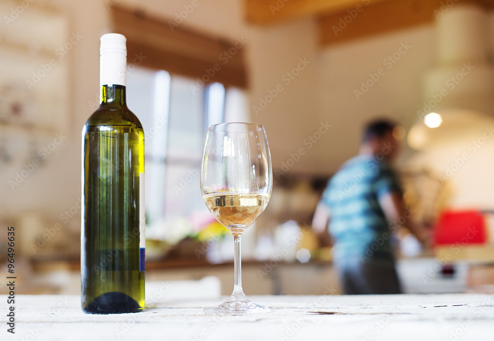 Wine bottle and glass Wine bottle and glass