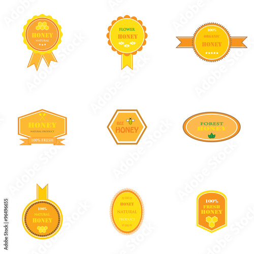 set of labels for honey products