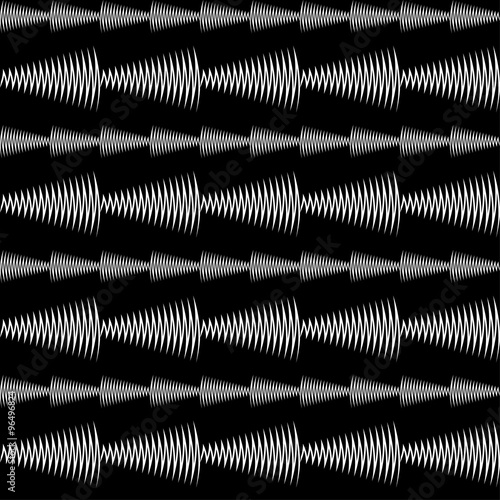 Seamless black and white decorative vector background with abstract zigzag shapes