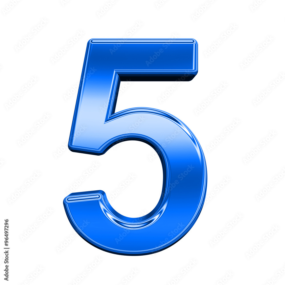 One digit from shiny blue alphabet set, isolated on white. Computer generated 3D photo rendering. One digit from shiny blue alphabet set, isolated on white. Computer generated 3D photo rendering.