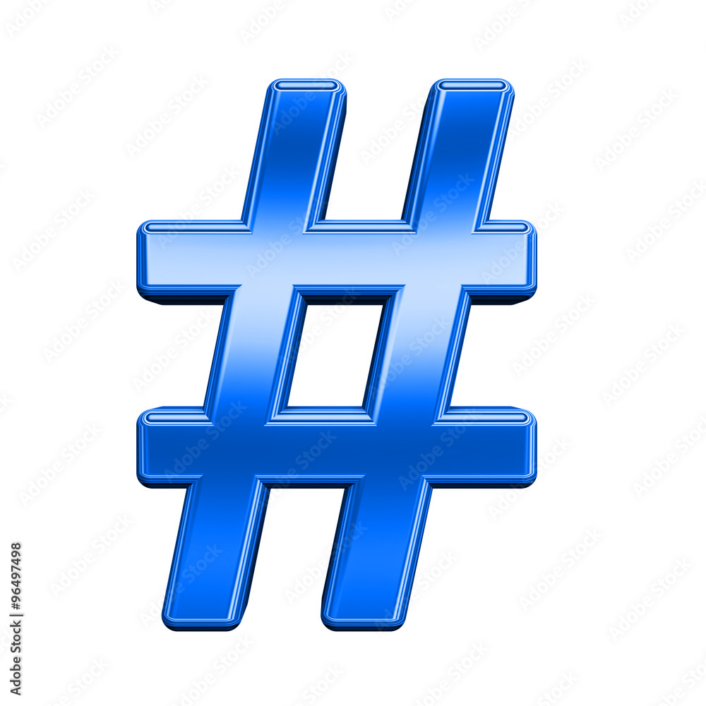 Number mark from shiny blue alphabet set, isolated on white. Computer generated 3D photo rendering. Number mark from shiny blue alphabet set, isolated on white. Computer generated 3D photo rendering.
