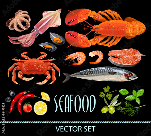Set of seafood