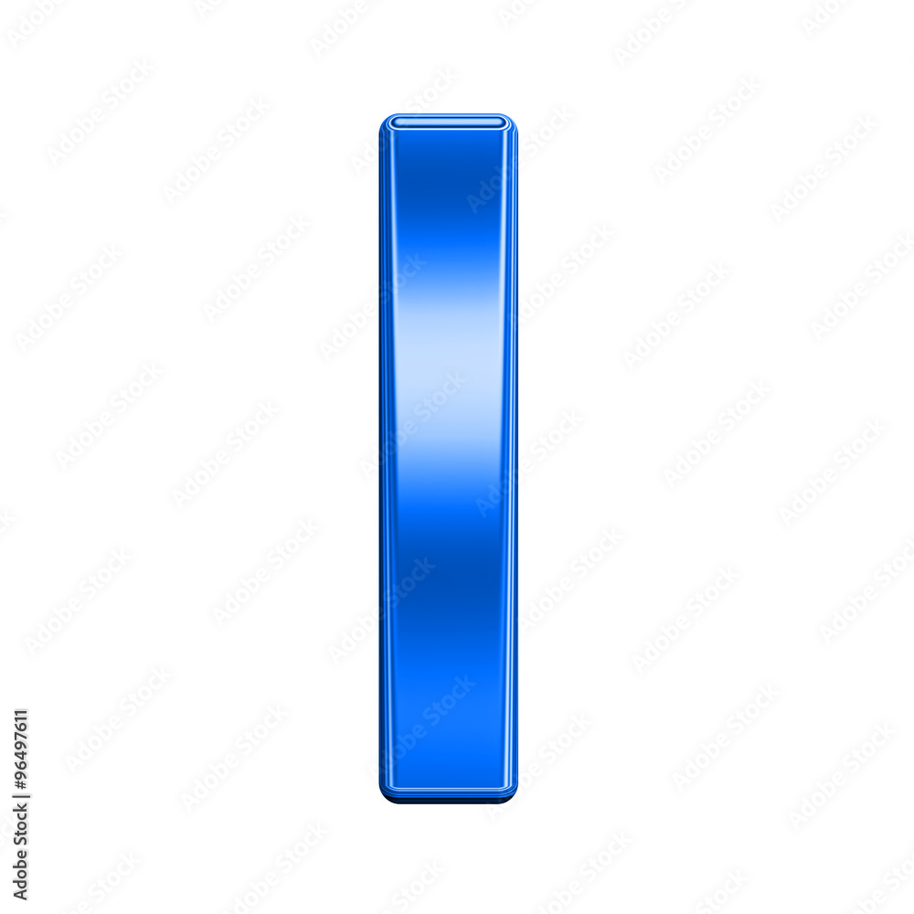 One letter from shiny blue alphabet set, isolated on white. Computer generated 3D photo rendering. One letter from shiny blue alphabet set, isolated on white. Computer generated 3D photo rendering.