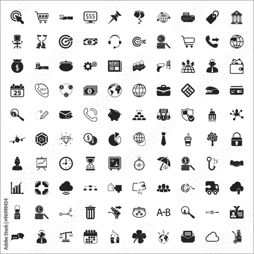 business 100 icons universal set for web and mobile flat photo