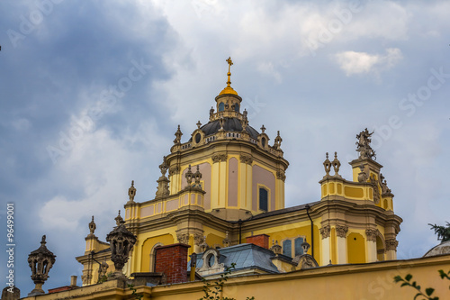 beautiful christian castle on a blue sky background © Yuriy Kulik