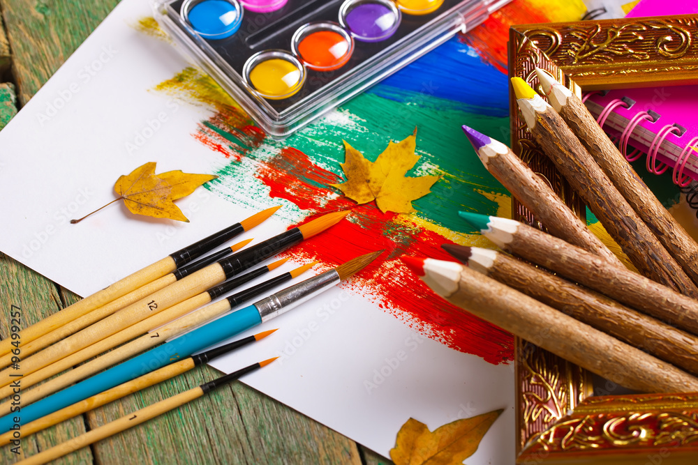 Obraz premium Paints and brushes 
