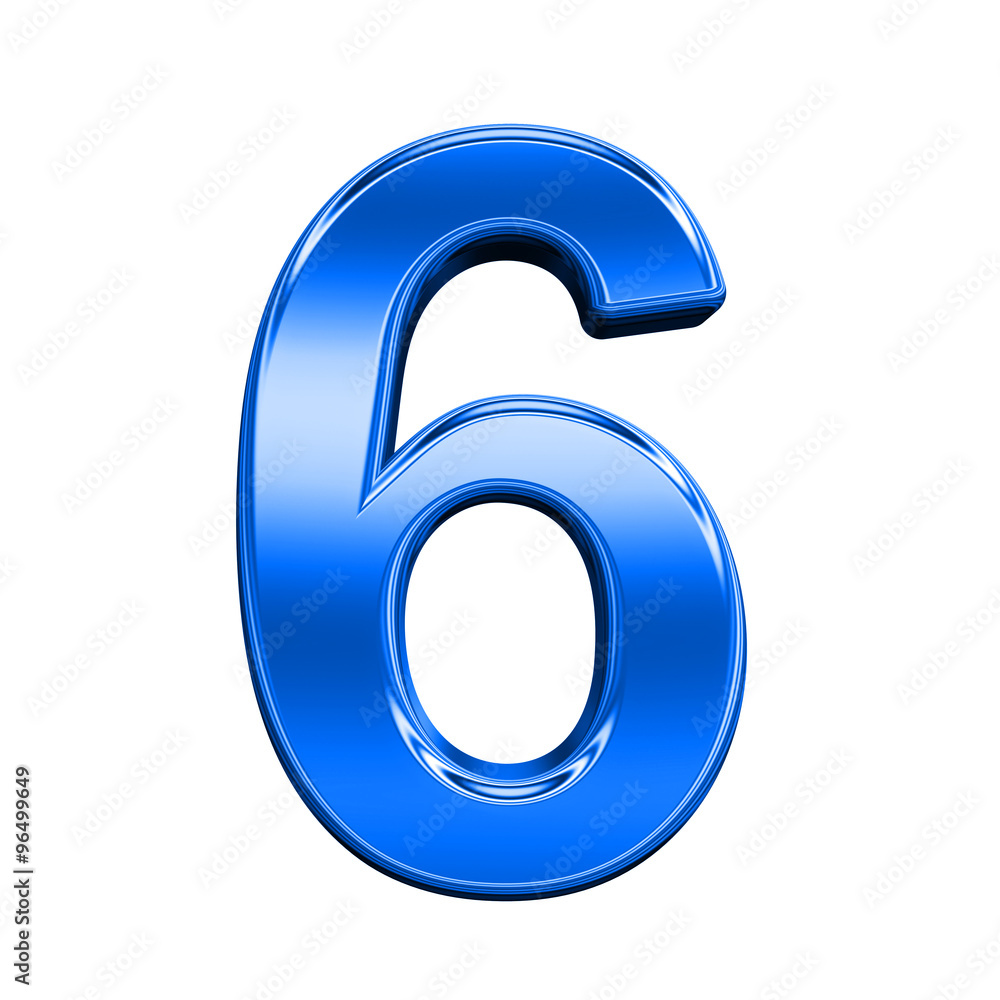 One digit from shiny blue alphabet set, isolated on white. Computer generated 3D photo rendering. One digit from shiny blue alphabet set, isolated on white. Computer generated 3D photo rendering.