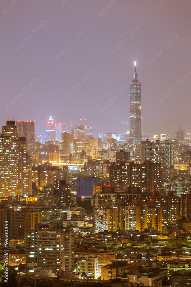 City of Taipei at night, Taiwan 