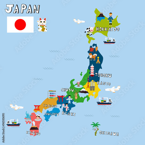 Japan Pictures map vector illustration EPS10.