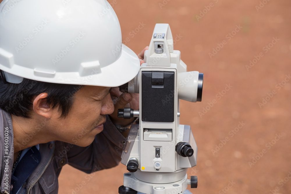 Engineers use tacheometer or theodolite for survey line columns Engineers use tacheometer or theodolite for survey line columns