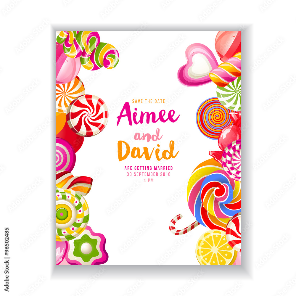 Save the date background with candies Save the date background with candies