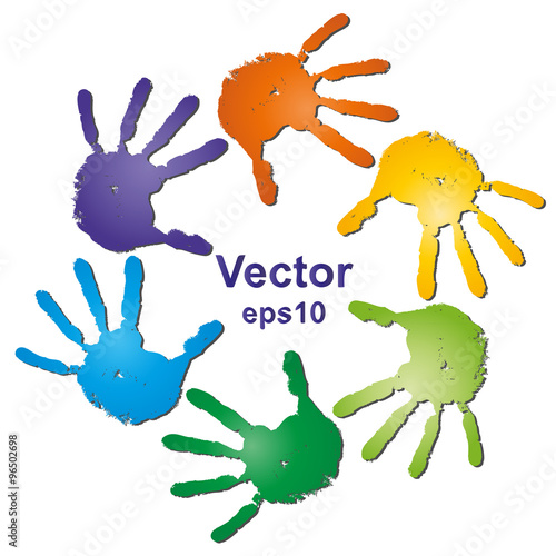 Conceptual  spiral made of painted human hands