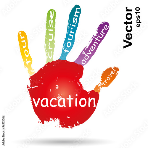 Vector conceptual children painted hand print word cloud