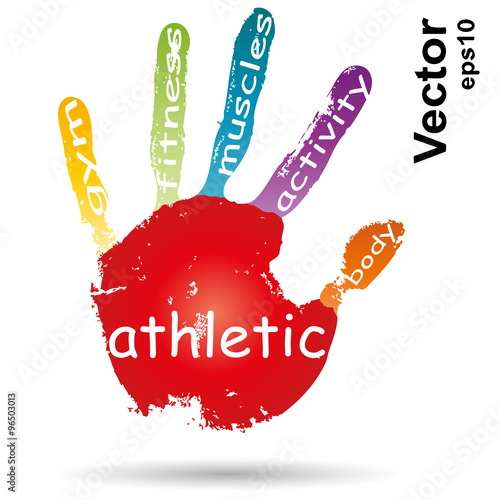 Vector conceptual children painted hand print word cloud