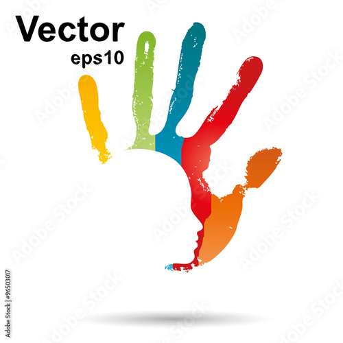 Vector conceptual abstract human child hand paint  woman face