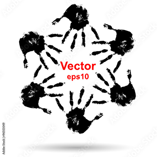 Vector black onceptual children painted hand print isolated