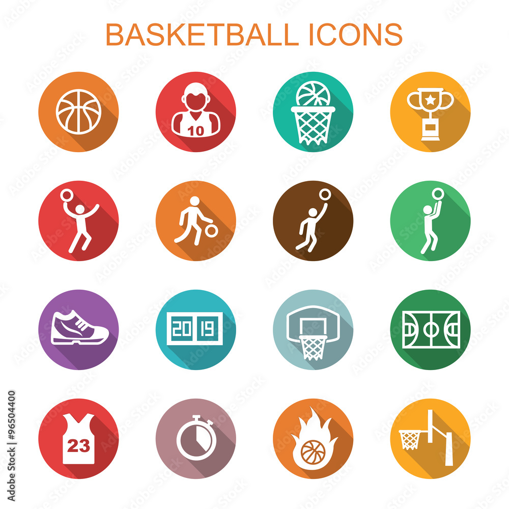 basketball long shadow icons basketball long shadow icons