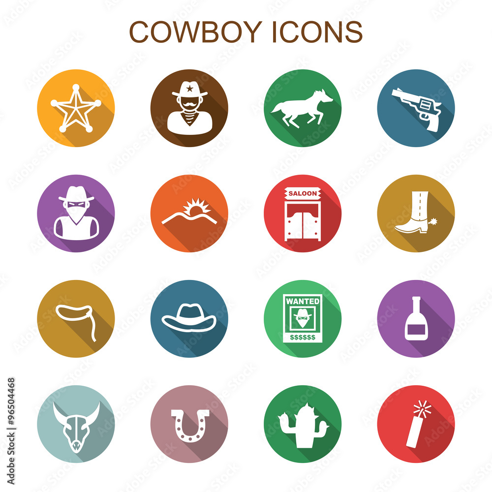 cowboy long shadow icons cowboy long shadow icons