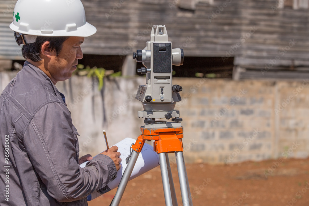 Engineers use tacheometer or theodolite for survey line columns Engineers use tacheometer or theodolite for survey line columns