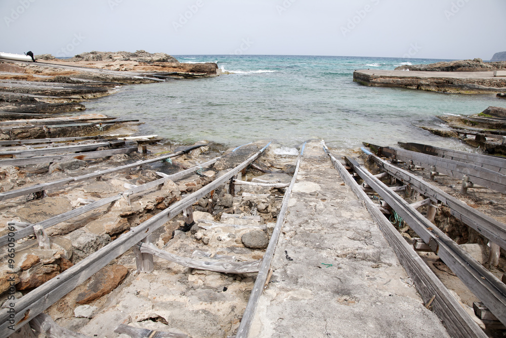 Fototapeta premium Fishing Boat Ramps, Es Calo, Formentera