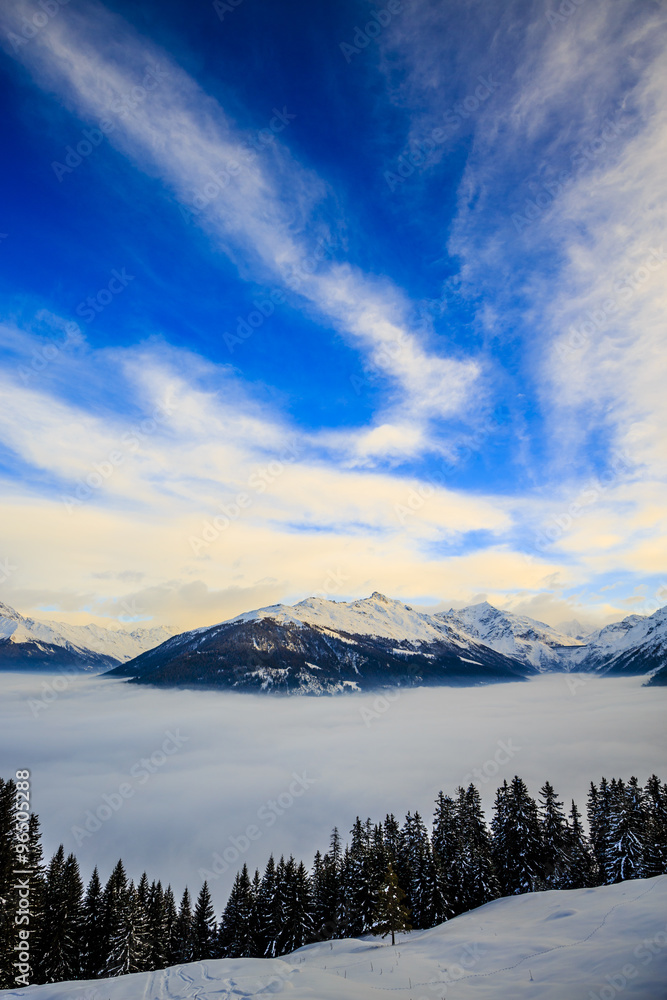 Winter landscape in Swiss Alps