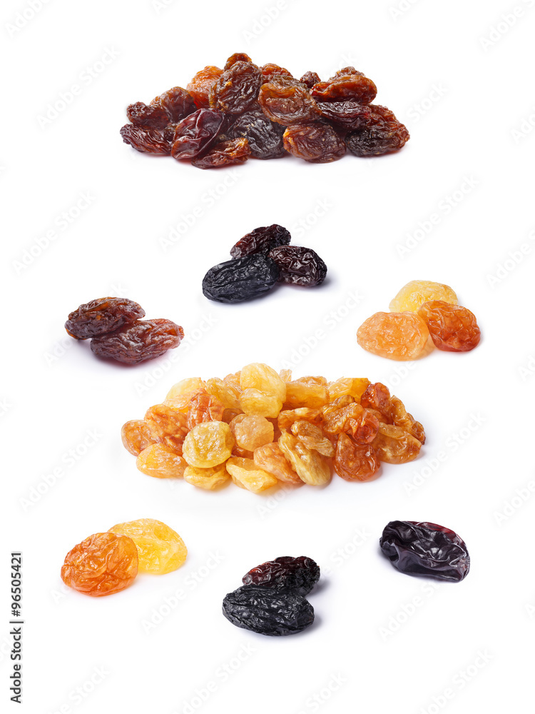 Variety of raisins set