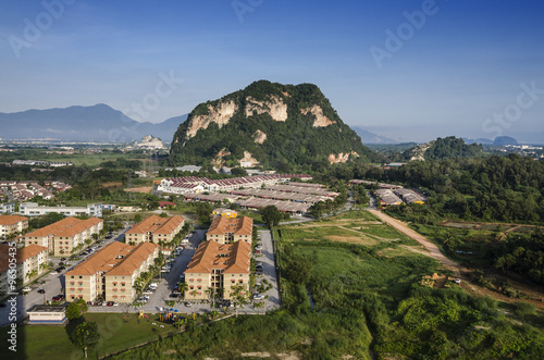 Aerial view of rural Ipoh town ship - Ipoh is the capital city of Perak state, Malaysia. It is approximately 200 km north of Kuala Lumpur on the North-South Expressway.