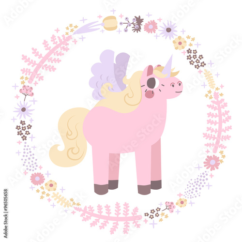 Unicorns vector background (pastel colors)