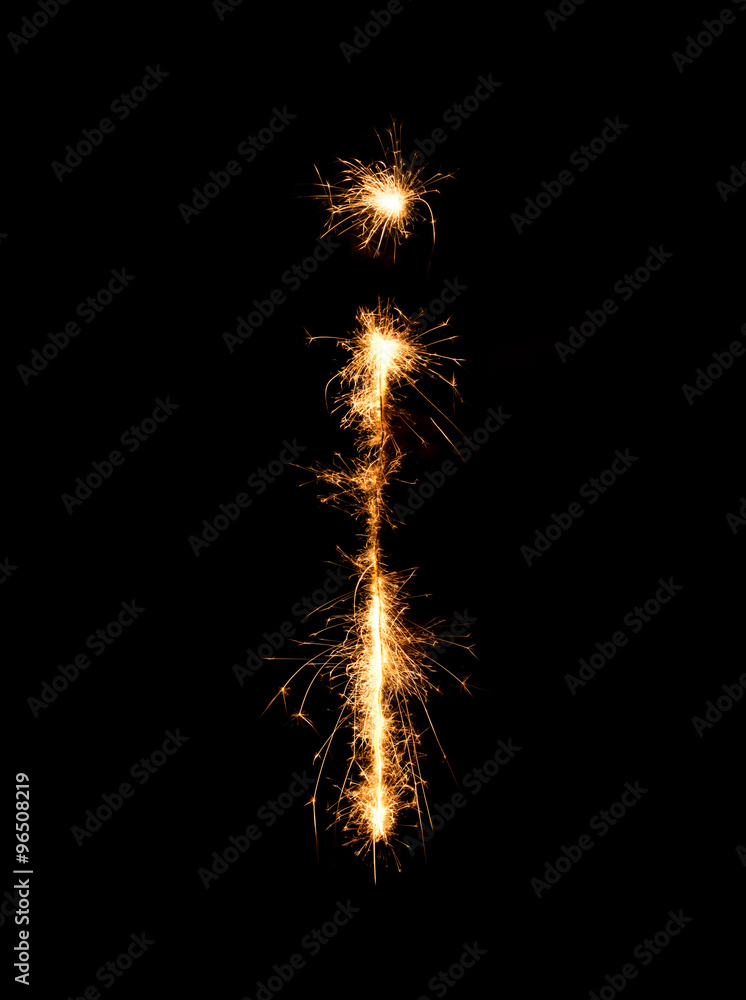 Sparkler firework light alphabet i (Small Letters) at night