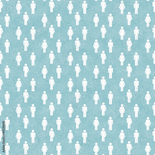 Teal and White Transgender  Man and Woman Symbol Tile Pattern Re