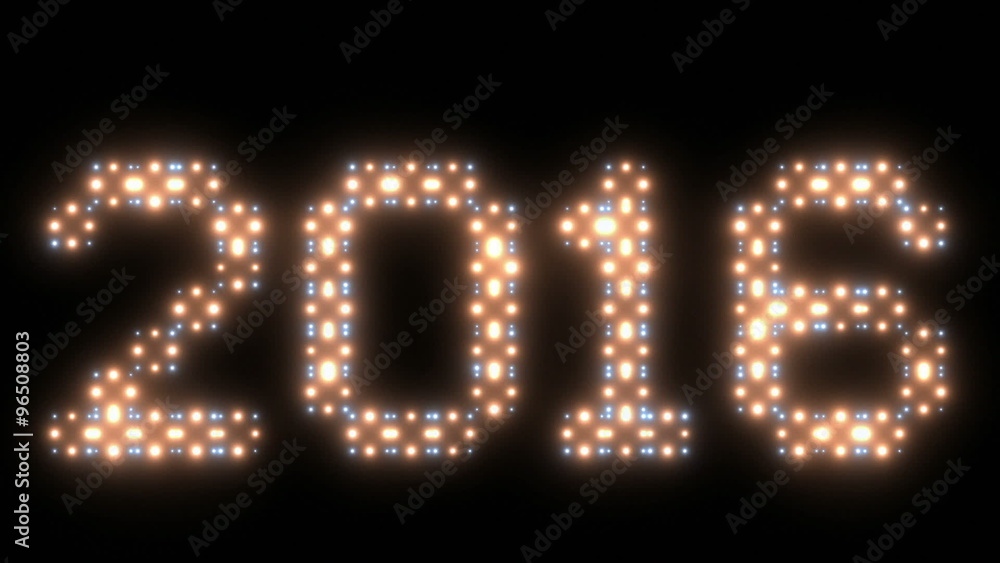 New Year 2016 text, animated lights New Year 2016 text, animated lights