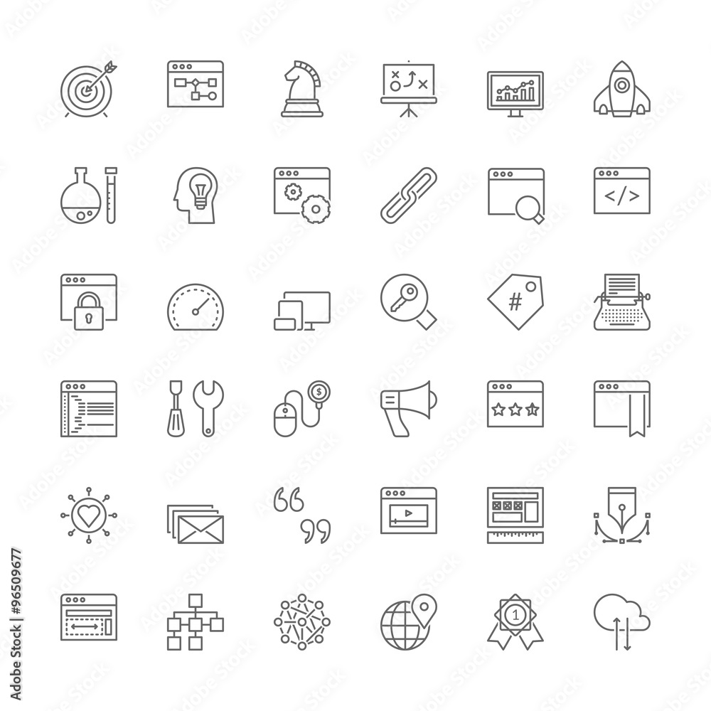 Line icons. SEO and web development Line icons. SEO and web development