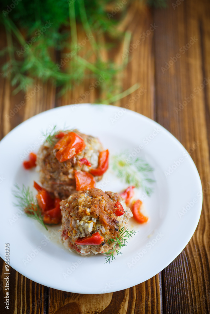 meatballs in sauce with sweet pepper meatballs in sauce with sweet pepper