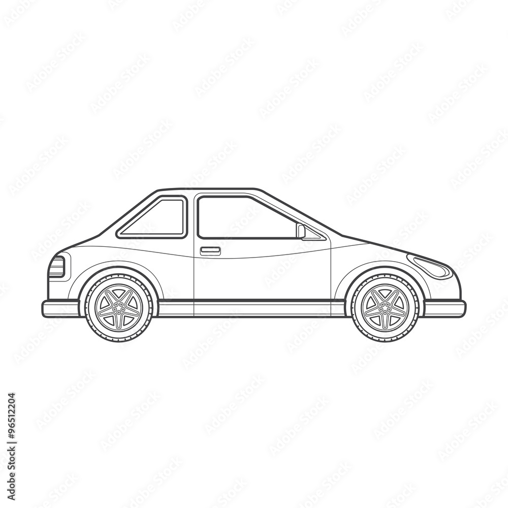 outline coupe car body style illustration icon.