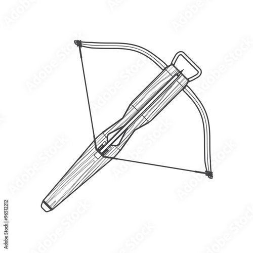 outline medieval crossbow arrow icon illustration.