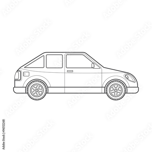 outline hatchback car body style illustration icon.