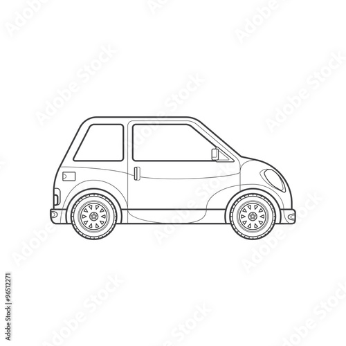 outline compact city car body style illustration icon.