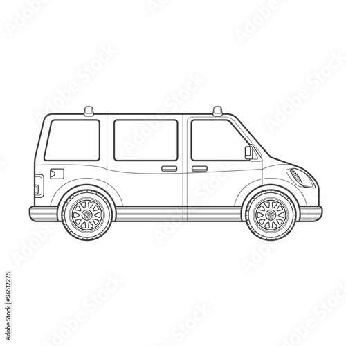 outline van car body style illustration icon.