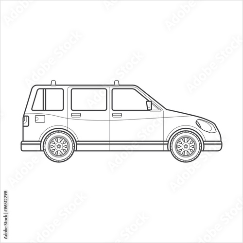 outline wagon car body style illustration icon.