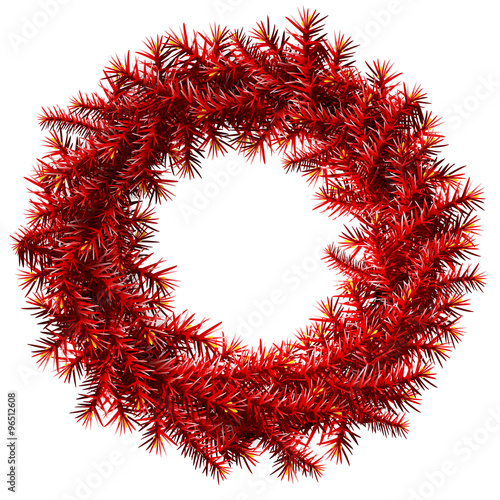 Empty christmas wreath of red pine branches without decoration