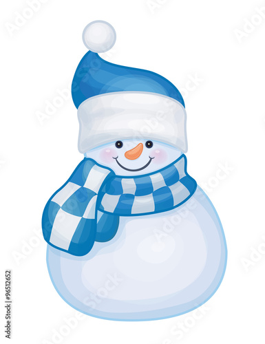 Vector cute snowman isolated.