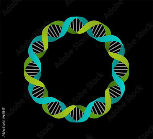 DNA, genetic icon - circle background