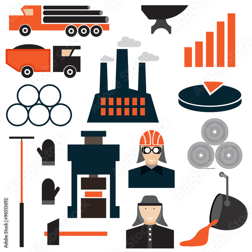 flat design icons of metallurgy industry