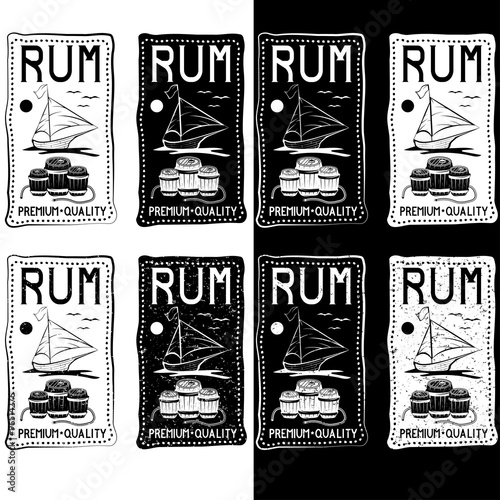 rum vintage labels set
