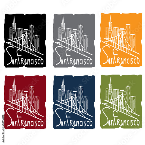 san francisco skyline sticker set