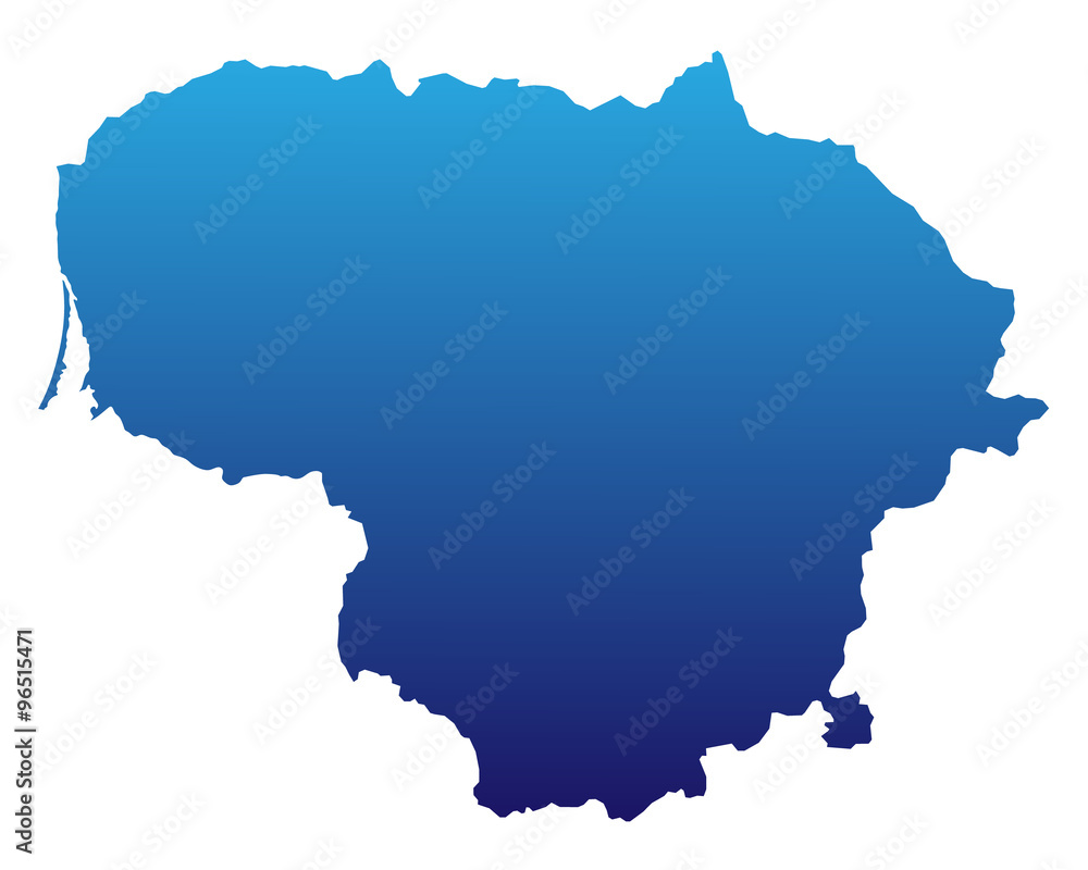 Karte von Litauen - Blau (einzeln)
