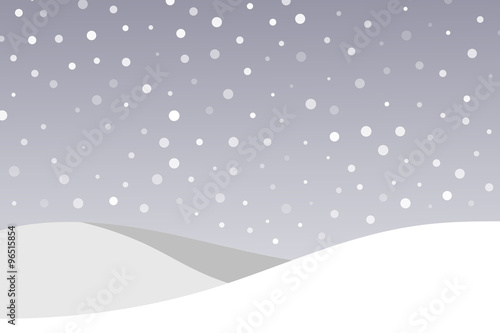 Winter lilac background with snowflakes and hills of snow. Space for text. Eps10.